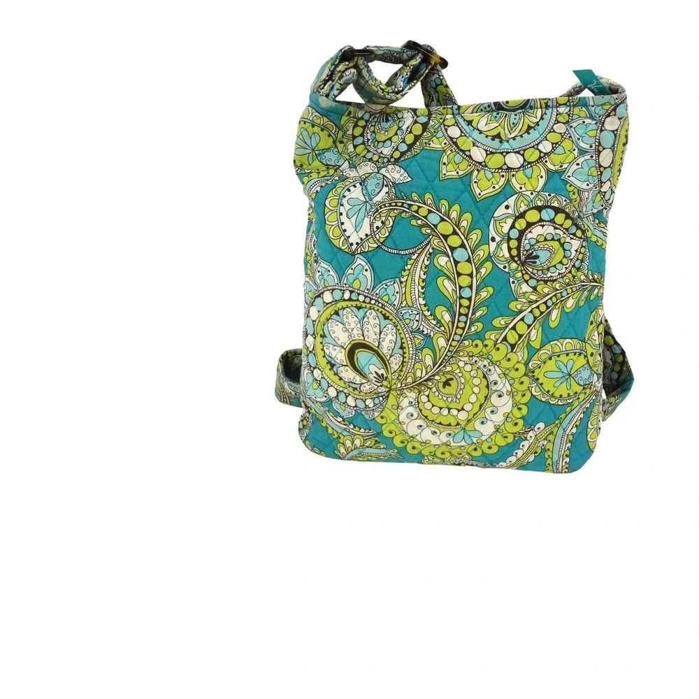 Vera Bradley Crossbody Women's Peacock‎ Teal, Yellow, Green Paisley Excellent